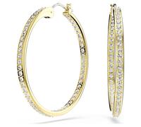 Swarovski Anneaux d'oreilles de la collection Sommerset, de taille moyenne, pavés de cristaux Zirconia incolores, dans un placage de ton or