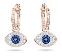 Anneaux d'oreilles Symbolica, Œil porte-bonheur, Bleues, Placage de ton or rosé OS