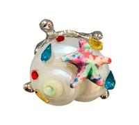 Anneaux d'ouverture réglables en forme de coquillage au design rétro - Bijoux tendance parfaits pour offrir en cadeau - Créoles naturelles stratifiées en cristal, One Size, Comme décrit, Comme décrit.