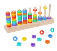 Anneaux empilables en Bois pour bébé, Jeu de comptage de chenilles, Puzzle de tri des Couleurs, Jeu d'empilage d'anneaux Arc-en-, Puzzle éducatif d'apprentissage sensoriel, trieur de