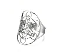 Anneaux En Acier Inoxydable Archangel Metatron Bijoux Réglables De Solomon Les Secrets Du Jardin Des Kabbalistes Géométriques Taille UniqueAcier inoxydable