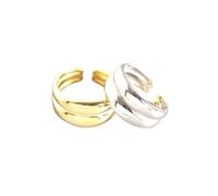 Anneaux en argent pour femmes 925 Set Open Ajustement, 2 pièces Double Band Bandon Circle de bijoux pour Party Club Y2K Rock Punk Hip Hop