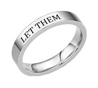 Anneaux en D argent - Let Them - Bague en acier inoxydable avec gravure pour meilleures amies de la sororité - Bague d'amitié inspirante - Bijoux d'amitié motivants - Cadeau Paracord - Collier pour