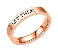 Anneaux en D argent - Let Them - Bague en acier inoxydable avec gravure pour meilleures amies de la sororité - Bague d'amitié inspirante - Bijoux d'amitié motivants - Cadeau Paracord - Collier pour