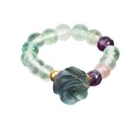 Anneaux en pierre - Guirlande de roses en pierre naturelle, perles de 5 mm, anneaux en cristal gravés à la main pour femmes, bijoux de mariage et cadeaux de vacances personnalisés, fluorite, tai