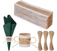 Anneaux en Toile de Jute en Dentelle, 100 pièces, Anneaux de Serviette en Toile de Jute, décor de Table de Mariage DIY for noël, Thanksgiving, Fournitures de fête d'anniversaire (Color : Fresh)