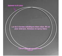 Anneaux epoxy - LEALOO - Lot de 2 Cercles métalliques - Diam. 50 cm - Blanc - Utilisation intérieure