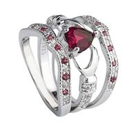 Anneaux Eucalyptus Cœur Bague Claddagh Mariage Set Argent 3 Pièces Anneaux Anneaux de Doigt Rideau de Douche Rond, 6, Métal, Pas de pierre précieuse
