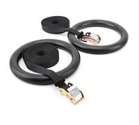 Anneaux Gymnastique 1 paire d'anneaux de gymnastique ABS for tractions et entraînement force traction(Full set black)