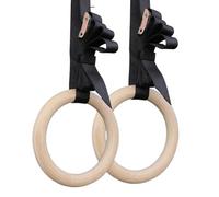 Anneaux Gymnastique Anneaux de gymnastique en bois 28/32 mm avec boucles réglables Sangles 4,5 m for enfants et adultes Gym à domicile Fitness Tractions Entraînement musculaire(38mm straps,28mm rings)