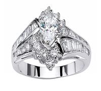 Anneaux Majuscules Bagues Bague bijoux diamant bijoux main fiançailles coupées Anneaux d'anniversaire Présentoir Cadeaux Bagues (Silver, 10号)