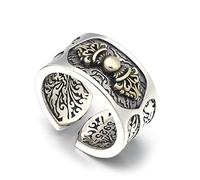 Anneaux Masculins, S925 Silver Vajra Anneau pour Hommes, Vintage Gothique Open Vajra Ring