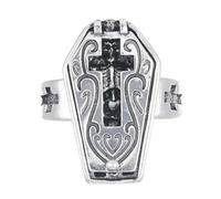 Anneaux ouverts en forme de cercueil squelette croix anneaux élégants crânes cercueils accessoires distinctifs pour les rassemblements de collection
