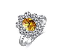 Anneaux ouverts pour les femmes, anneau ajusté en argent fleurs zircon ring bijoux romantique cadeau pour fille femme couple engagement mariage éternité anneau de Noël cadeau