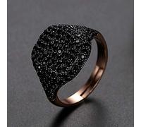 Anneaux ouverts pour les femmes, anneau ajusté European et American Retro Black Crystal Ring Bijoux Roantic Bielry pour filles Femmes Couple Engagement Mariage Éternité Anneau de Noël Cadeau