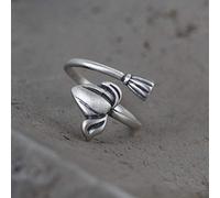 Anneaux ouverts pour les femmes, anneau ajusté rétro Fashion Lotus Flower Open Finger Ring Gift Roantic Bijoux pour fille Femmes Couple Engagement Mariage Éternité Bague