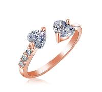 Anneaux ouverts pour les femmes, anneau ajusté vintage Rose Gol Heart Zircon Bijoux romantique Gift For Girl Femmes Couple Engagement Mariage Éternité Anneau de Noël Cadeau