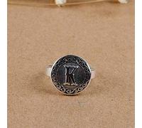 Anneaux ouverts pour les femmes, anneau réglable 925 Silver Fashion Retro Round Round Pattern Graved K Lettres ouverts Bonnes Roantique Jewelry Gift For Girl Women Engagement Engagement Mariage