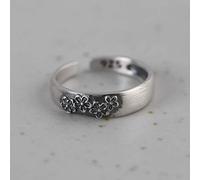 Anneaux ouverts pour les femmes, anneau réglable 925 Silver rétro Plum Blossom sculpture ouverte d'anneau de doigt cadeau romantique Gift For Girl Femmes Couple Engagement Mariage Éternité Gift