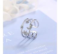 Anneaux ouverts pour les femmes, anneau réglable élégant argent multicouche étoile moon zircon ring bijou romantique cadeau pour fille femme couple engagement mariage éternité ring