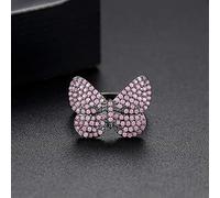Anneaux ouverts pour les femmes, anneau réglable papillon rose cristal ring bijou romantique cadeau pour fille femme couple fiançailles mariage éternité anneau de Noël cadeau