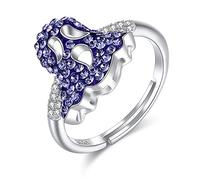 Anneaux ouverts pour les femmes, anneau réglable Sterling Silver Crystal Ring Bijoux Roantic Gift For Girl Femmes Couple Engagement Mariage Éternité Anneau de Noël Cadeau
