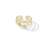 Anneaux ouverts pour les femmes, les étoiles ajustées vintage et le design de la lune des anneaux dorés à trois couches élégantes bijoux romantiques cadeau pour fille femme couple mariage mariage