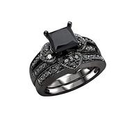 Anneaux Porte-clés Bijoux Ladies Ring Creative Rings Cuisinier Menottes Bagues (Black, 7)