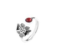 Anneaux pour femmes, anneaux ajustés vintage Lotus en détresse Agate rouge anneaux ouverts