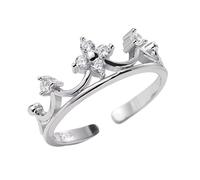 Anneaux pour filles, ssterling argenté en argent anneau pour les femmes Ronde Ripple couronne incrustée zircone ajusté à la jointure ouverte