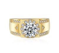 Anneaux pour Hommes Gentleman S925 Bague De Fiançailles en Argent Marié Bijoux De Mariage Saint Valentin Cadeau De Mode 12 Or Jaune