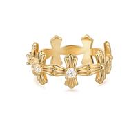 Anneaux pour les femmes à la mode plaquée cubique zircone coeur croix sonnes empilables simples anneaux de bijoux doigt cadeaux