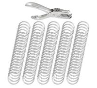 Anneaux pour reliure - 100 Pièces D'Accessoires Avec Perforateur | Anneaux Pour Fiches De Révision - Pour Enseignants Bureau À Domicile Artistes Planificateurs Écrivains Projets Scolaires Présentation