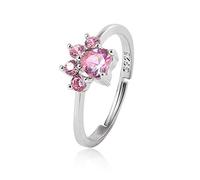 Anneaux Réglables Plaqué Argent Dessin Animé Chat Claw Empreinte Bague avec Diamant Faux Bijoux Anneaux de Fiançailles pour Femmes Pratiques et Populaires Design Attractive