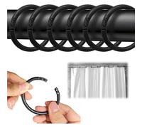 Anneaux Rideaux Anneaux de Rideau Douche Noirs 24 pièces, Crochets en Plastique for Suspension Salle Bain, Ajustement Universel for la Plupart des Rideaux Crochets DéCoratifs