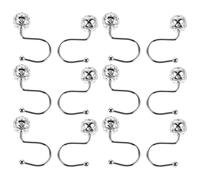 Anneaux Rideaux Crochets for Rideaux de Douche en Acier Inoxydable, 12 pièces, Conception Boule à roulettes Forme S for Cuisine et Salle Bains, Robustes, Glissement Lisse Crochets DéCoratifs