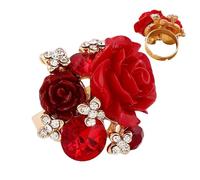 Anneaux Roses - Bague Rose Rouge, Bagues De Promesse, De Déclaration Réglable | En Forme De Rose Exagérée Pour Filles, Épouse, Petite Amie, Bijoux Confortables Et Lumineux, À La Mode, En Ré