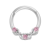 Anneaux septum élégants en cristal ton argenté en acier inoxydable clique-nez pour perce-oreilles Bijoux de corps à la mode Anneau de nez simple et élégant, taille unique, comme décrit, Comme décrit