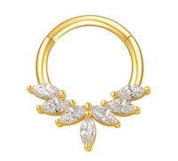 Anneaux septum élégants en cristal ton argenté en acier inoxydable clique-nez pour perce-oreilles Bijoux de corps à la mode Anneau de nez simple et élégant, taille unique, comme décrit, Comme décrit