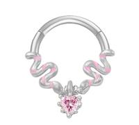 Anneaux septum élégants en cristal ton argenté en acier inoxydable clique-nez pour perce-oreilles Bijoux de corps à la mode Anneau de nez simple et élégant, taille unique, comme décrit, Comme décrit