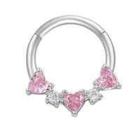 Anneaux septum élégants en cristal ton argenté en acier inoxydable clique-nez pour perce-oreilles Bijoux de corps à la mode Anneau de nez simple et élégant, taille unique, comme décrit, Comme décrit