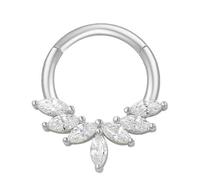 Anneaux septum élégants en cristal ton argenté en acier inoxydable clique-nez pour perce-oreilles Bijoux de corps à la mode Anneau de nez simple et élégant, taille unique, comme décrit, Comme décrit