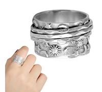 Anneaux Spinner en acier inoxydable - Anneau de Fidget Rotatif Lune et Étoile Anti-Stress Anneau d'Anxiété | Bague de fiançailles Sun Moon Stars Rotating Promise