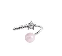 Anneaux, ssterling argenter en argent pour les femmes Vintage Twist étoile incrustée zirconie rond rose cristal ajusté ouvert anneau de queue