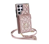 Anneaux Stand Étui de téléphone avec fente pour carte et ceinture à bandoulière Étui portefeuille en cuir pour S23/S24/S25