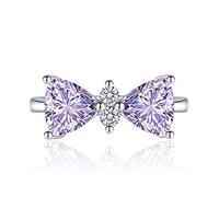 Anneaux, violet arc-nœud cubic zirconia brillance luxueuse réglable ouverte anneau de queue anneau joint de jonction de jonction éternité bijoux pour femmes dame filles mariage cadeau de la
