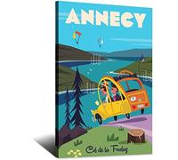 Annecy - Affiche de voyage vintage sur toile - Décoration murale - 50 x 75 cm