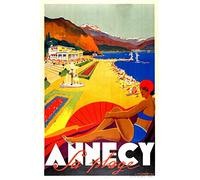 Annecy Beach France Plaque en métal vintage rétro 20,3 x 30,5 cm