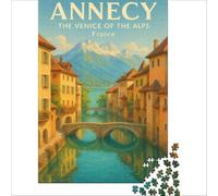 Annecy Venice of The Alps Puzzle 1000 pièces | puzzle pour un jour de neige l'activité intérieure parfaite quand la neige vous garde à la maison toute la journée38x52cm