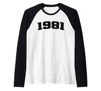 Année d'anniversaire 1981 Vintage Arched Varsity Retro Distressed Manche Raglan